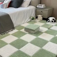Soft Plush Puzzle Mat BPA-free Interlocking Foam Living Room Rug Warm Non-slip Washable Floor Protector Home Decor Mat 3