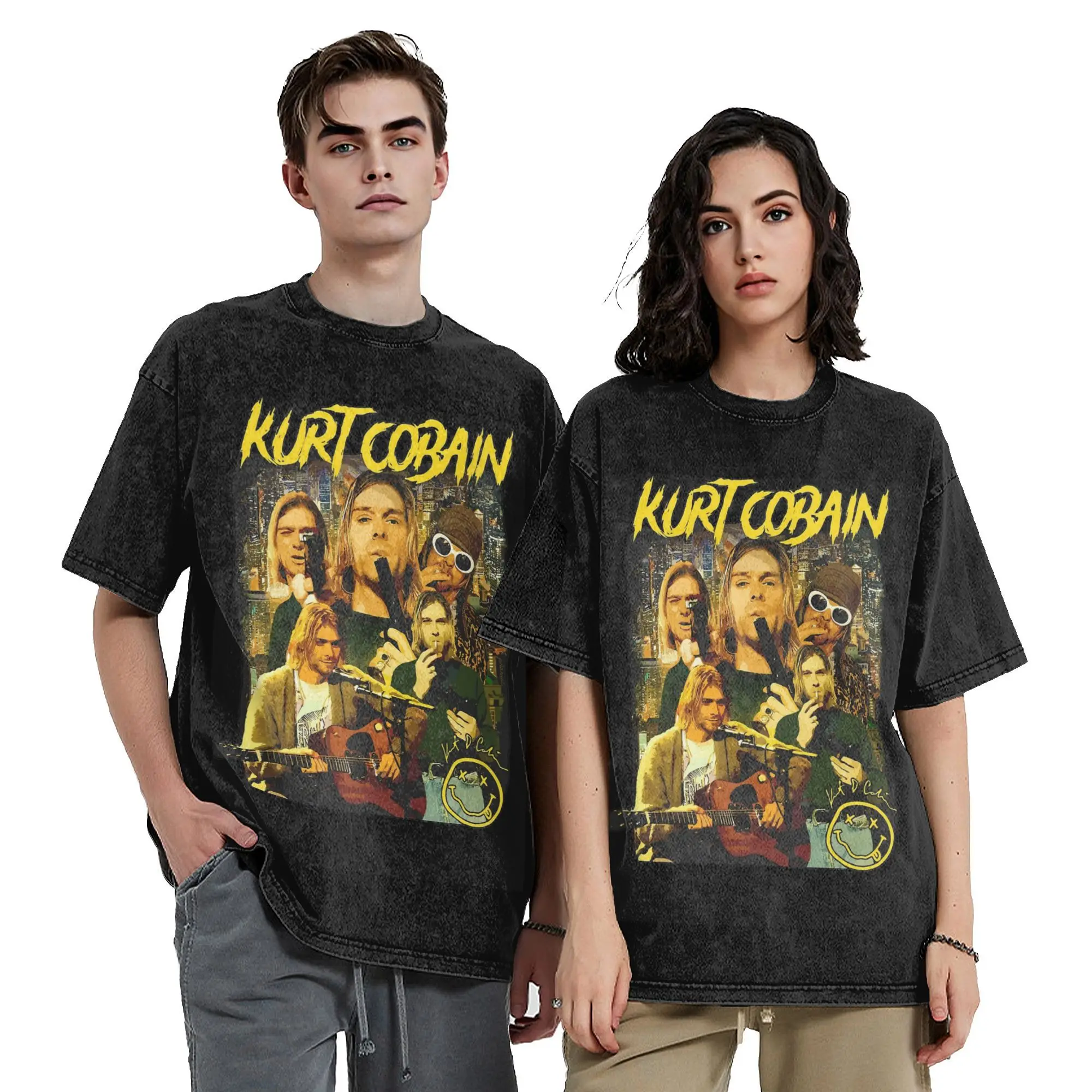 كورت كوبين تي شيرت الهيب هوب غسلها 100% القطن شارع العليا تي شيرت ريترو الرجال النساء بلايز الشارع الشهير تي شيرت مطبوع #2