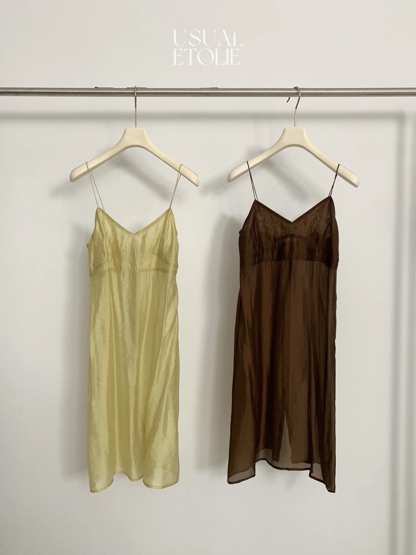 Dt etolie verão vaion sle v-ne longo dr fino transparente alça leve dr camadas midi saia cor pura