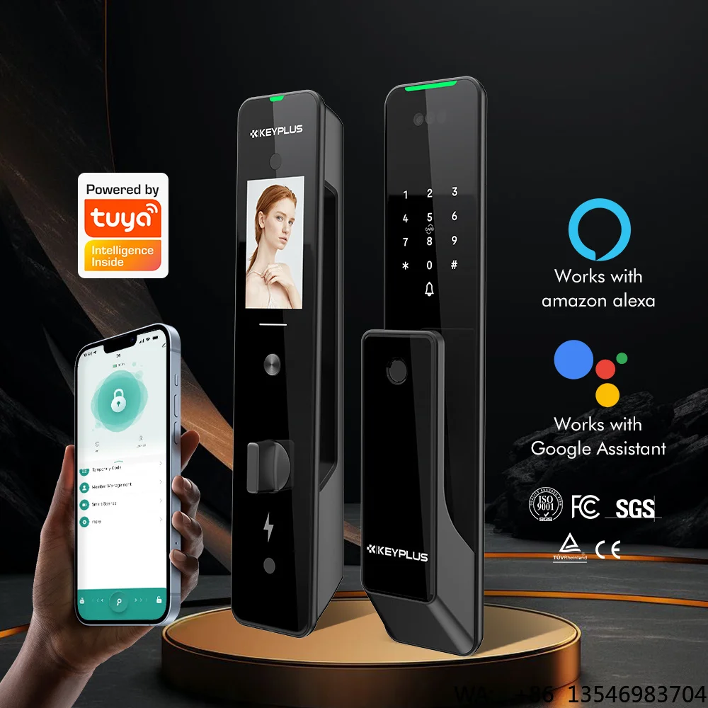 Easy Install Smart Lock With Palm Vein Recognition Tuya Wireless Unlock Face Recognition Feature Smart Lock for Wooden Door