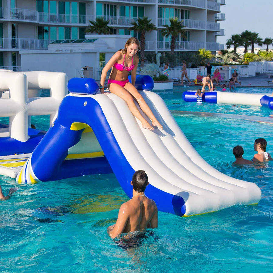 Water Amusement Equipment Slide Floating White Commercial Water Park Swimming Pool Inflatable Slide