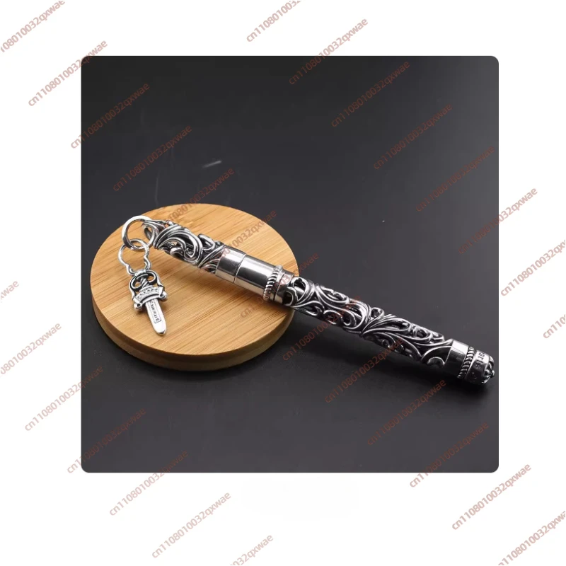 Vintage Metal Ballpoint Pen - Cross Hollow Engraved, High-end Business Style, Gender-neutral,  Gift for Men
