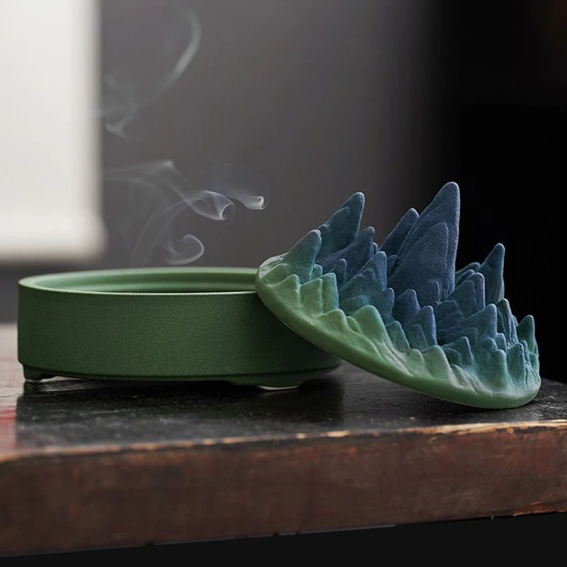 Creative Antique Chinese Style Peak Shaped Ceramic Incense Burner, Zen Chenxiang, Sandalwood, Home, Tea Ceremony Decoration, 1Pc
