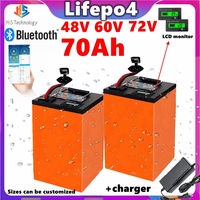 HS LiFePO4 Lithium Battery Pack 48V 60V 72V 70Ah Motorcycle Built-in Bluetooth BMS For 2000W 3000W 5000W Electric Cart