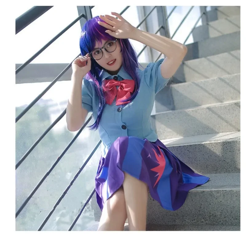 Anime pequeno pônei crepúsculo brilho cosplay traje peruca princesa saia uniforme terno roupa festa de halloween meninas cosplay roupas