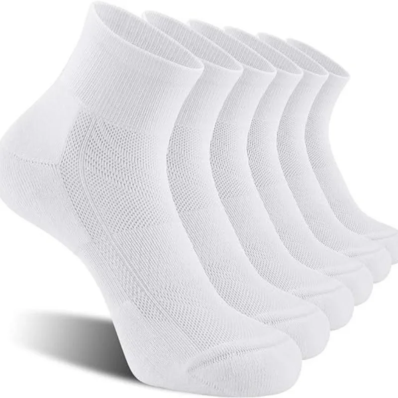 6 Pairs Cotton Men Women Socks Sports Solid Color Male's Short Sock for Cycling Breathable Mesh Ankle Casual Socks White/black