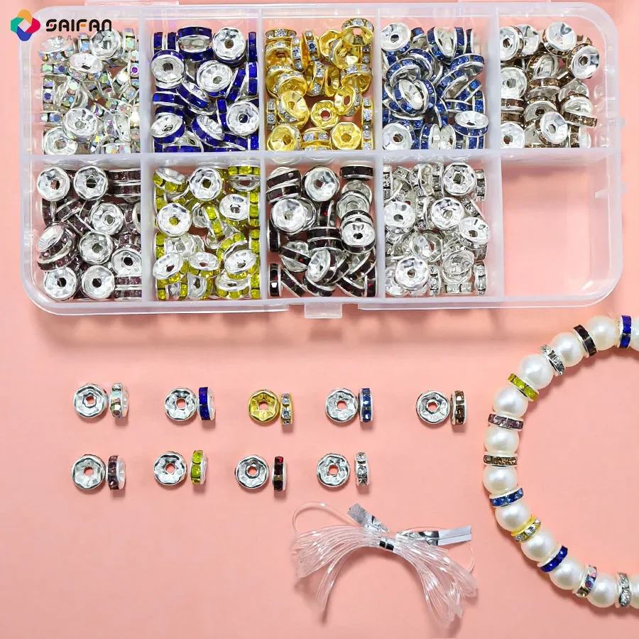 

1 box of alloy DIY jewelry accessories, diamond beads, bead beads, DIY material package, bracelet with loose beads, complete set