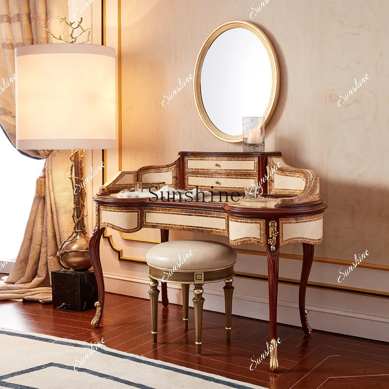 European solid wood makeup dresser British neoclassical makeup table  FT