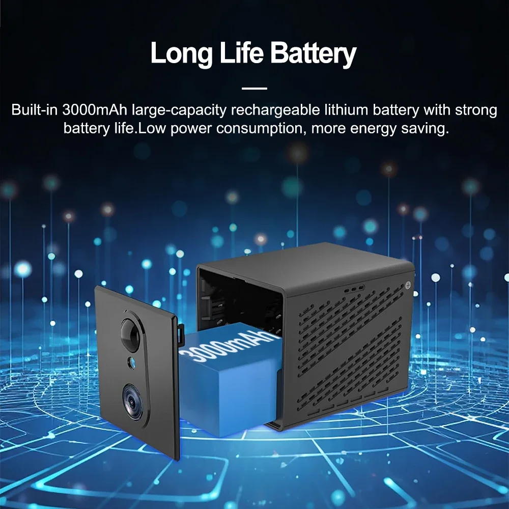 5MP Mini Camera Indoor Night Vision Surveillance Security Monitoring Rechargeable 3000 mAh Battery  Home Cam match 4G SIM Card