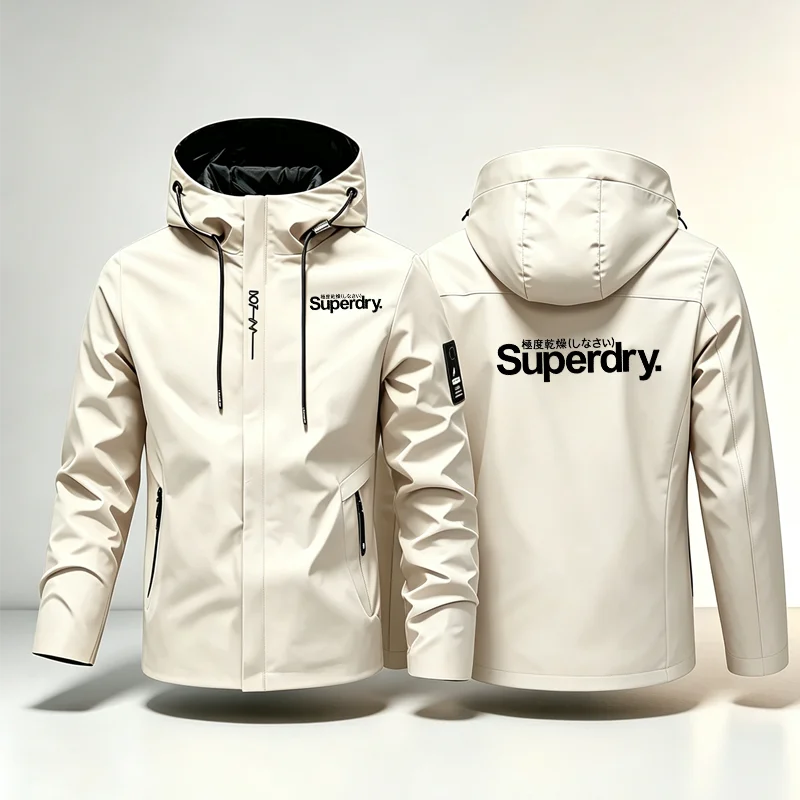 Neue wasserdichte Softshell-Jacke für Herren, Outdoor-Reißverschluss-Windjacke mit Kapuze, leichte Wander- und Campingjacke für Frühling und Herbst – Detail 3
