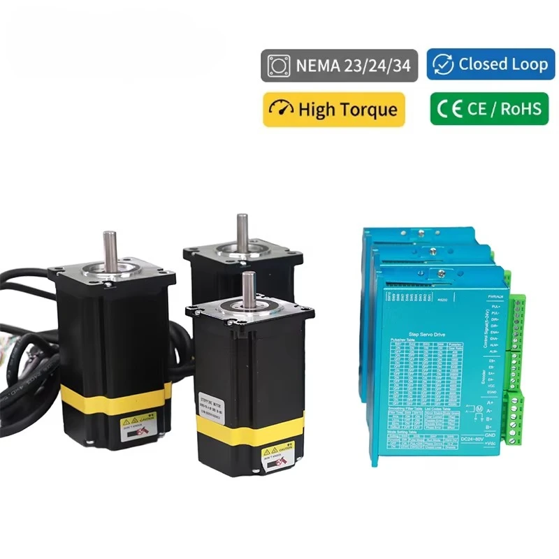 NEMA23 NEMA24 NEMA34 Closed Loop Stepper Motor Kit High Torque Hybrid Stepping Motor With Driver  for CNC Automation
