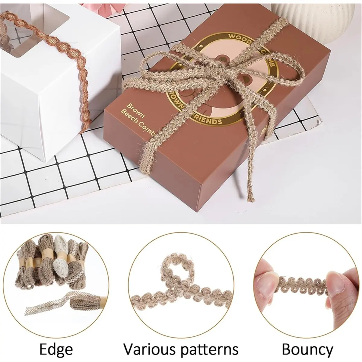 DT57 LATEST MODEL 9 Rolls Vintage Craft Ribbon Natural Ribbon Gift Ribbon Boho Hessian Ribbon for DIY Gifts Packaging Christmas
