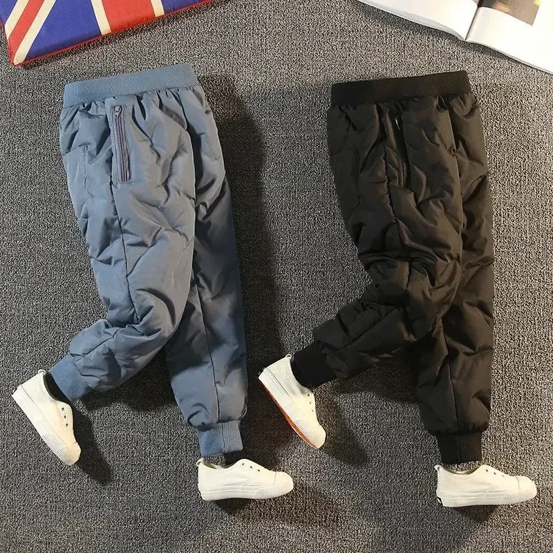 Winter Fleece Thick Kids Trousers Autumn 2-12Y Child Solid Warm Casual Sports Pants Baby Girls Elastic Waist Sweatpants for Boys