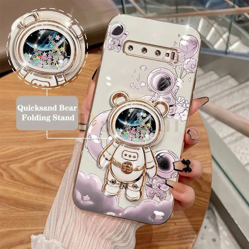 Quicksand Bear Astronaut Phone Holder Case For Samsung Galaxy S10 Plus Shatterproof Protection Galaxy S10 Plus Soft Back Cover