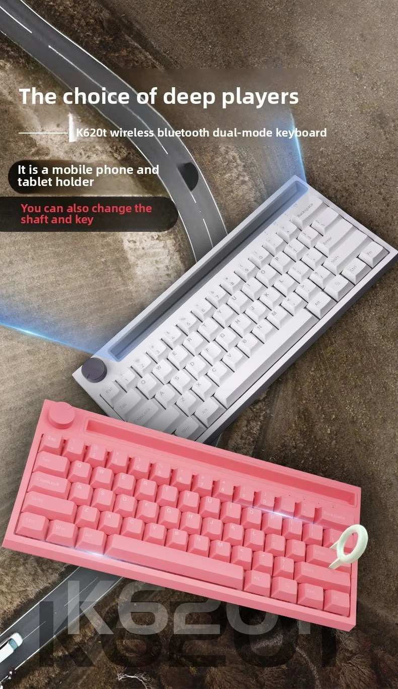 

Беспроводная двухрежимная механическая клавиатура Bluetooth с возможностью горячей замены, RGB-подсветка, офисная игровая клавиатура для планшета