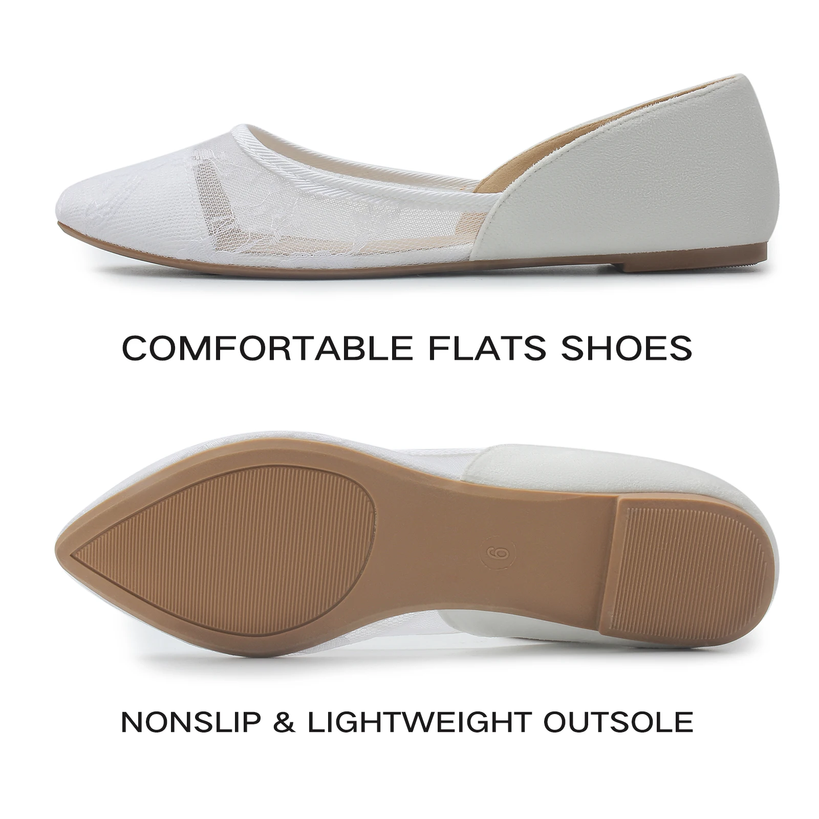 Samilor Flats Shoes Women Wygodne, koronkowe, oddychające baletki dla kobiet