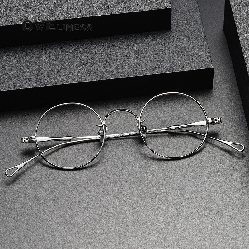 

2024 Pure Titanium Glasses Frame Women Vintage Round Eyewear Prescription Eyeglasses Frames Men Retro Myopia Optical Spectacles