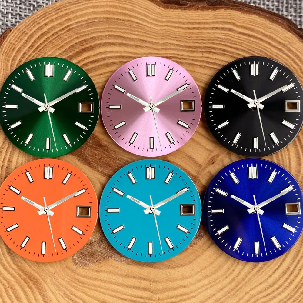 Gloss Sunburst 29mm Watch Dial Face Hands Set Luminous Pink Blue Black Fit NH35 NH36 Movement Men Watch Accessories Parts