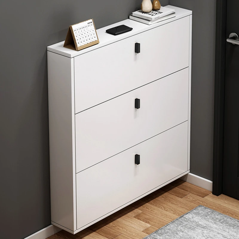 Modern White Storage Shoe Cabinet, Designer Shoe Racks, Banquinho De Madeira, Minimalista Europeu, Tipping Bucket, Mobiliário Doméstico