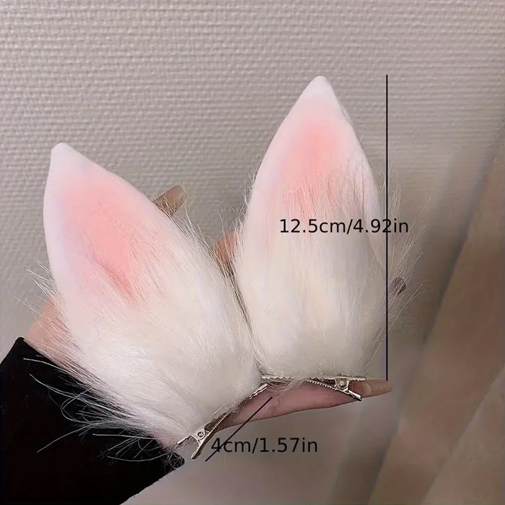 2pcs/Set Plush Rabbit Ear Hair Clips Sweet Bunny Barrettes Hairpins For Women Girls Easter Halloween Cosplay Party Decorations