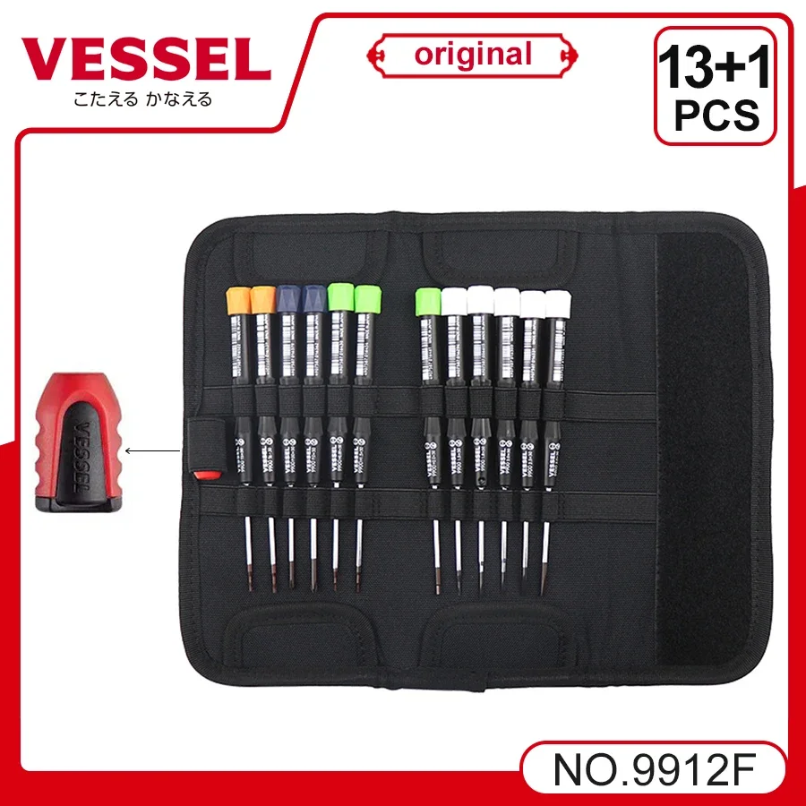 VESSEL Franchise Screwdriver Series NO. 9912F，13 in 1 Precision Screwdriver Set Screws with Tool Pouch and Magnetic Screw Holder