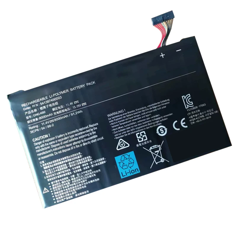 UGB New GNG-K60 541387490003 Laptop Battery For Gigabyte P56XT P56XTV7-DE427T P56XTV7-DE022T 11.4V 91.2Wh 8000mAh