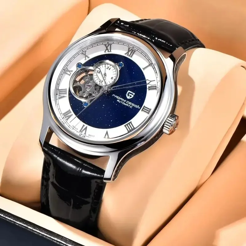 PAGANI DESIGN PD-YS015 Men Automatic Mechanical Watch 41MM Starry Sky Open Heart Dial Japan TMI NH39A Movement Synthetic Sapphir