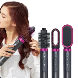 Detachable 4in1 Electric Hot Air Brush Hair Styling Heating Blowing Dryer Comb Wrap Rotating Wand Curling Iron Set
