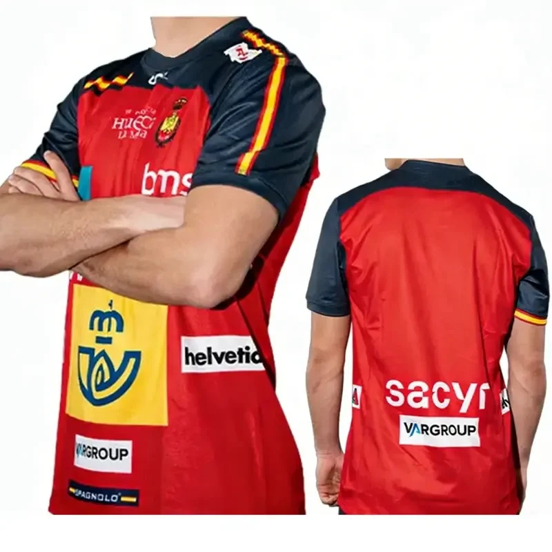 

Футболка сборной Испании по гандболу 2026 года, новейшая модель, с 3D-печатью, домашняя/гостевая, мужская/унисекс, быстросохнущая, для тренировок, пляжная одежда