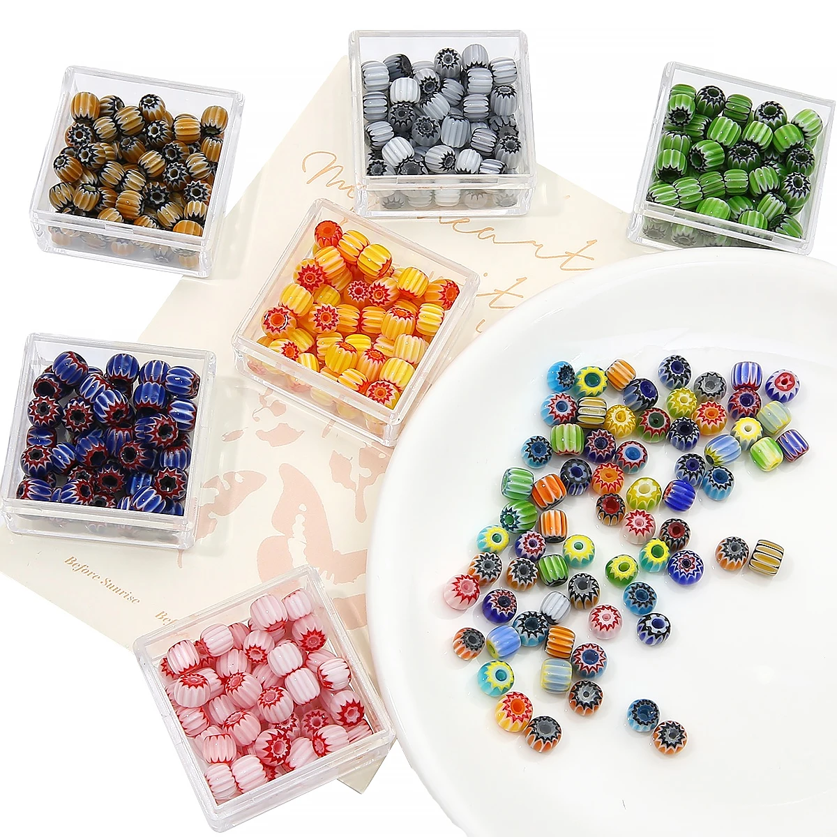 6mm 30 pezzi di vetro mille fiori Nepal perline di zucca perline sparse uniche gioielli fai da te fatti a mano bracciali orecchini accessori