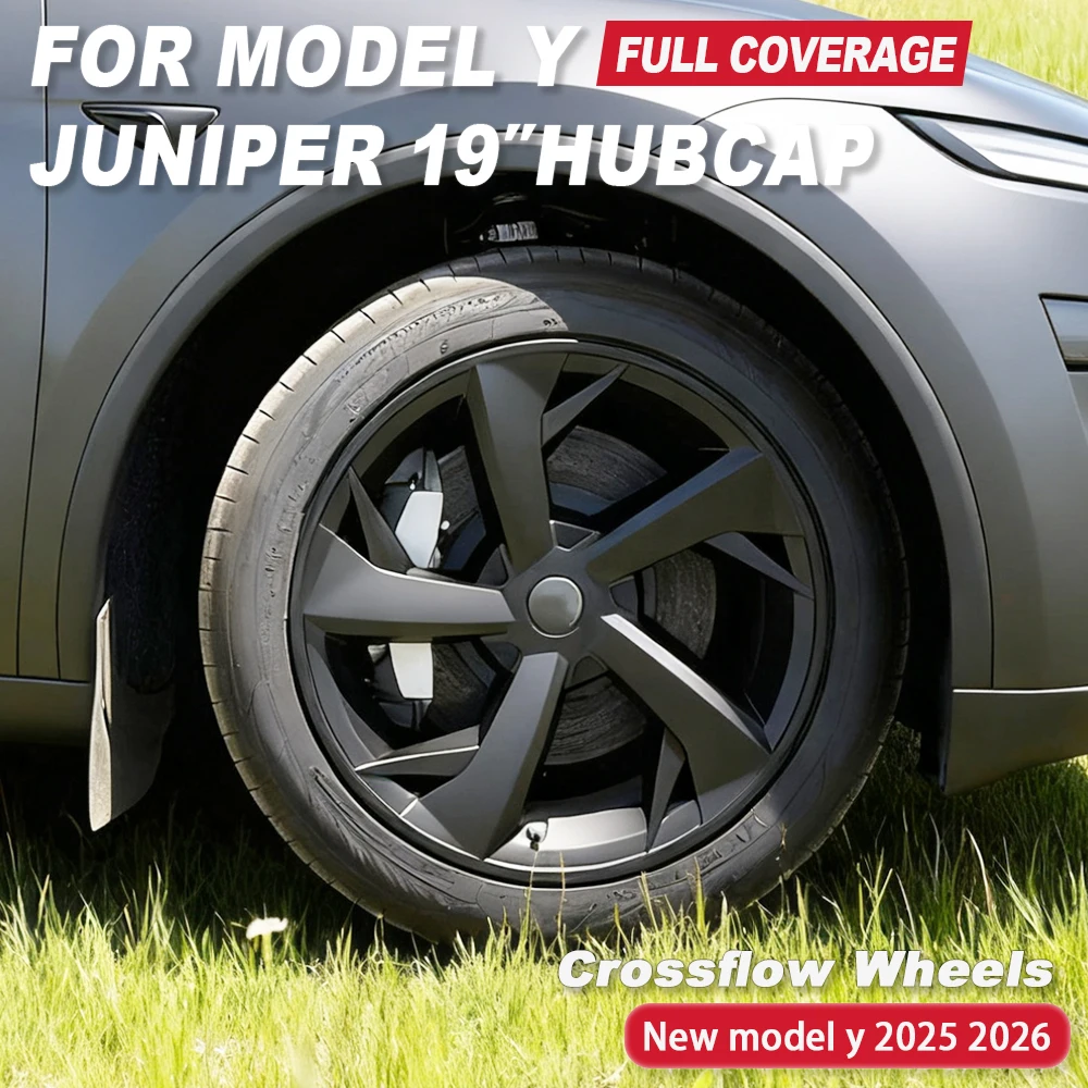 

4PCS Crossflow Wheels Hubcap for Tesla Model Y Juniper Replacement Performance 19 Inch Auto Full Rim Cover Car Accessories 2025
