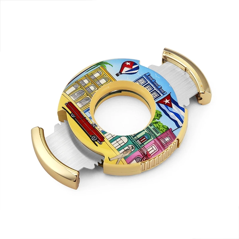 

Новая мода круглый резак для сигар с острым двусторонним лезвием большого калибра портативный резак для сигар из нержавеющей стали в подарочной упаковке