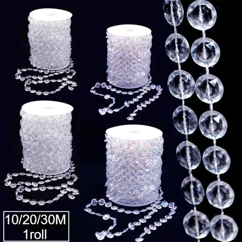 

Акриловая хрустальная штора-бахрома для декора потолка, 10/20/30 м/рулон, для свадеб, дней рождений, вечеринок, DIY-декор