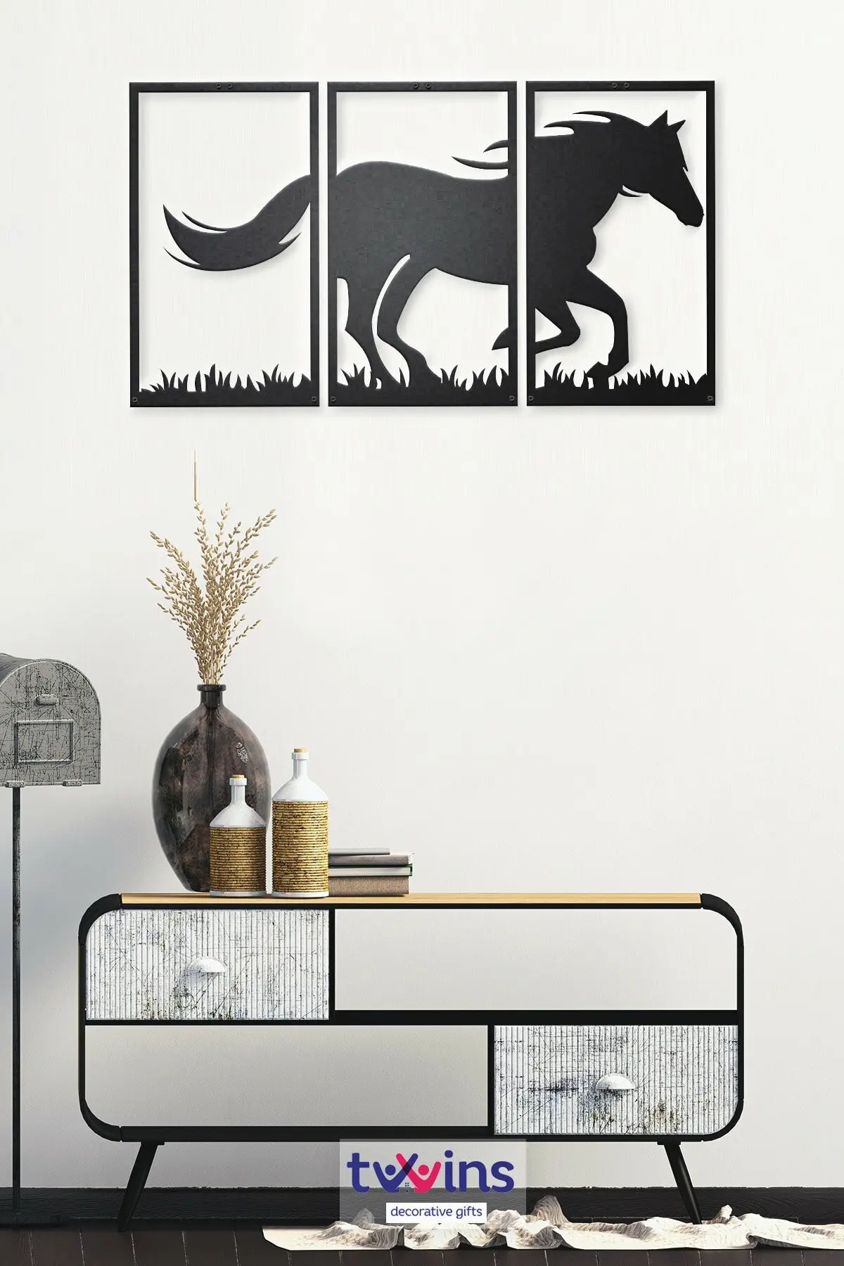 Metal Wall Decor, horse Laser Cut 3D New Art 60x35x3 Cm Home-Office Decoration Living Room Hall Bedroom Stylish Gift From Turkey