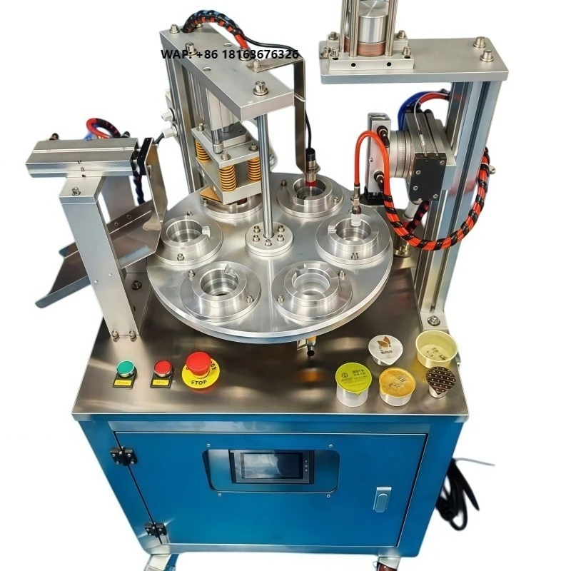 hot Fully Semi Auto Rotary Yogurt Sauce Cup Filling Sealing Packing Machine New Dipping Sauce Cup Sealing Labeling Plastic Paper