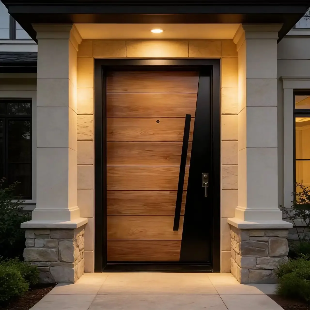 xx-Customization Wood Grain Aluminum Alloy Manual Pivot Entry Door Waterproof Finished Surface For Hotel & Villa Exterior Use