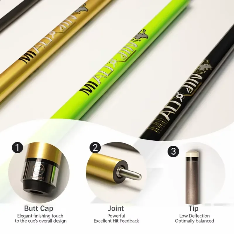 High Quality 58-Inch Black Pool Snooker Cue Stainless Steel Carbon Fiber Shaft Durable Lightweight 2-Piece Design Leather