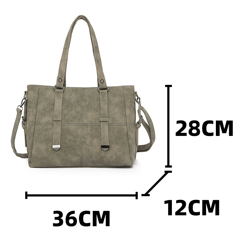 Women\'s Retro Suede Gray Shoulder Bag Large Quality Nubuck Leather Ladies Tote Handbag Quilted Decoration Female Crossbody Bags