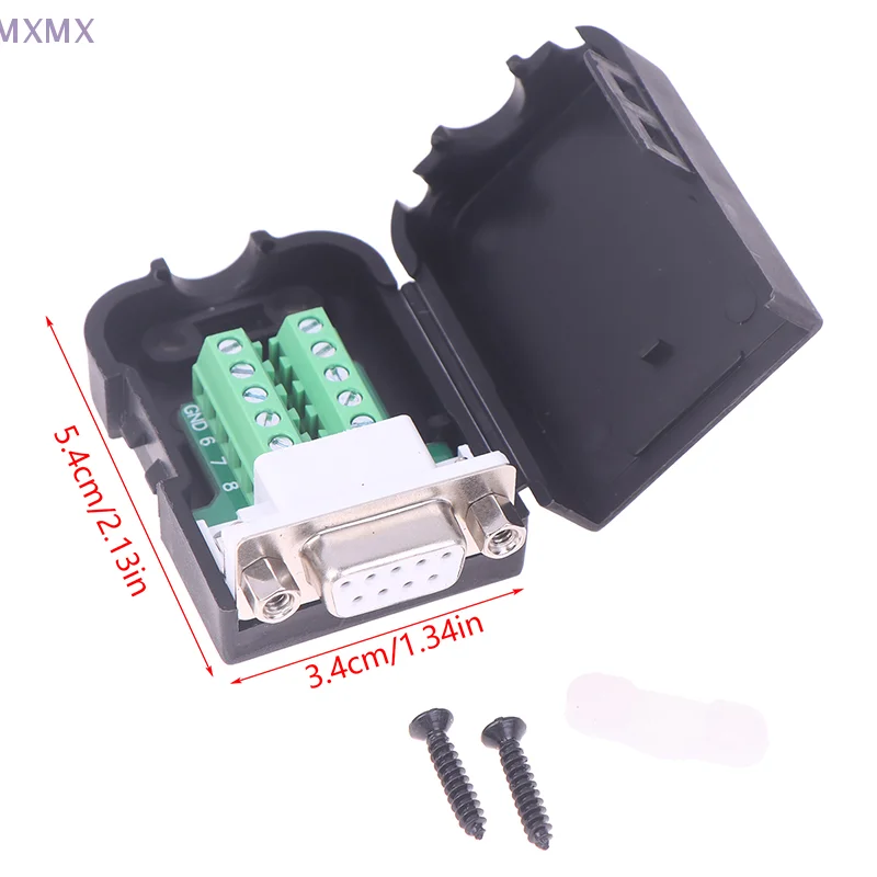 "محول DB9 Serial RS232/485/422، موصل COM ذكر أنثى بدون لحام، محطات الاختراق 9 Pin، سلك 21-24 AWG