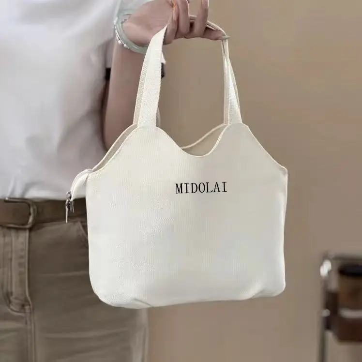 Canvas Bag High Value Lunch Bag Canvas Korean Ins Style Casual Tote Bag Large Capacity Student Commute Lunch Pouch