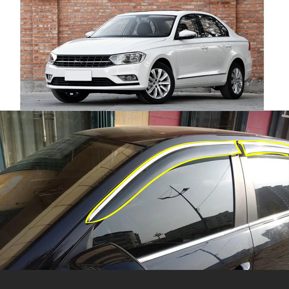 

Car Body Styling Sticker Plastic Window Glass Wind Visor Rain/Sun Guard Vent Parts For VW Volkswagen Bora 2016 2017 2018