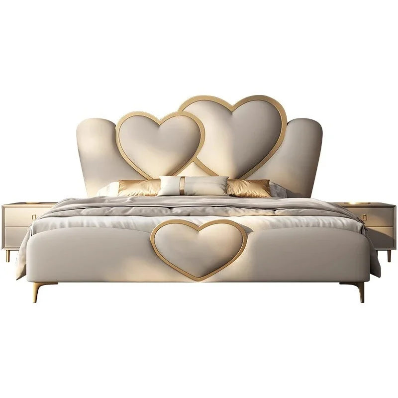 

Italian light luxury master bedroom queen bed, modern simple high-end leather art bed, high-end wedding bed