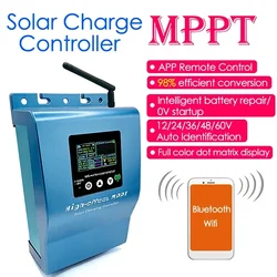 MPPT Solar Controller 12/24/36/48/60V Auto 20/40A Full Color Dot Matrix Display 0V Startup Intelligent Repair Battery Regulator