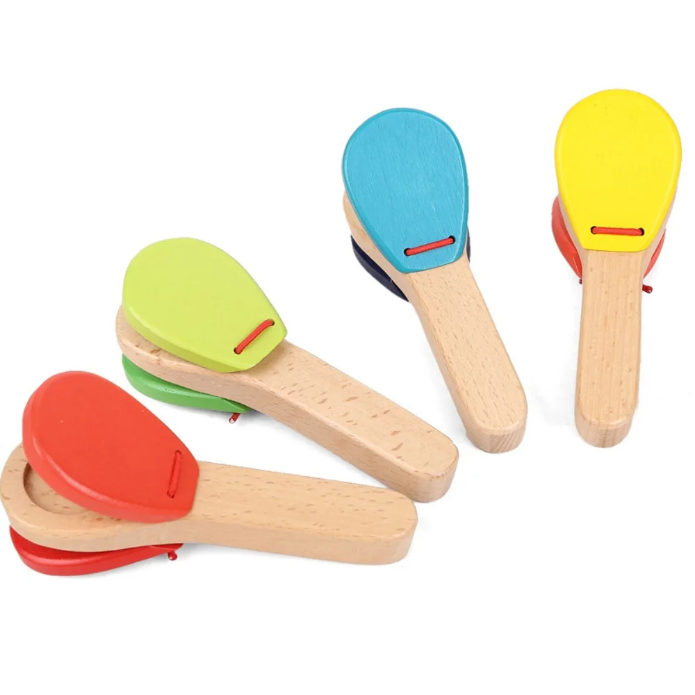 จังหวะของเล่นเกมสมองเพลงสอนเด็กเครื่องดนตรีจับ Castanets ไม้ Hand Clappers ของเล่นเพื่อการศึกษา