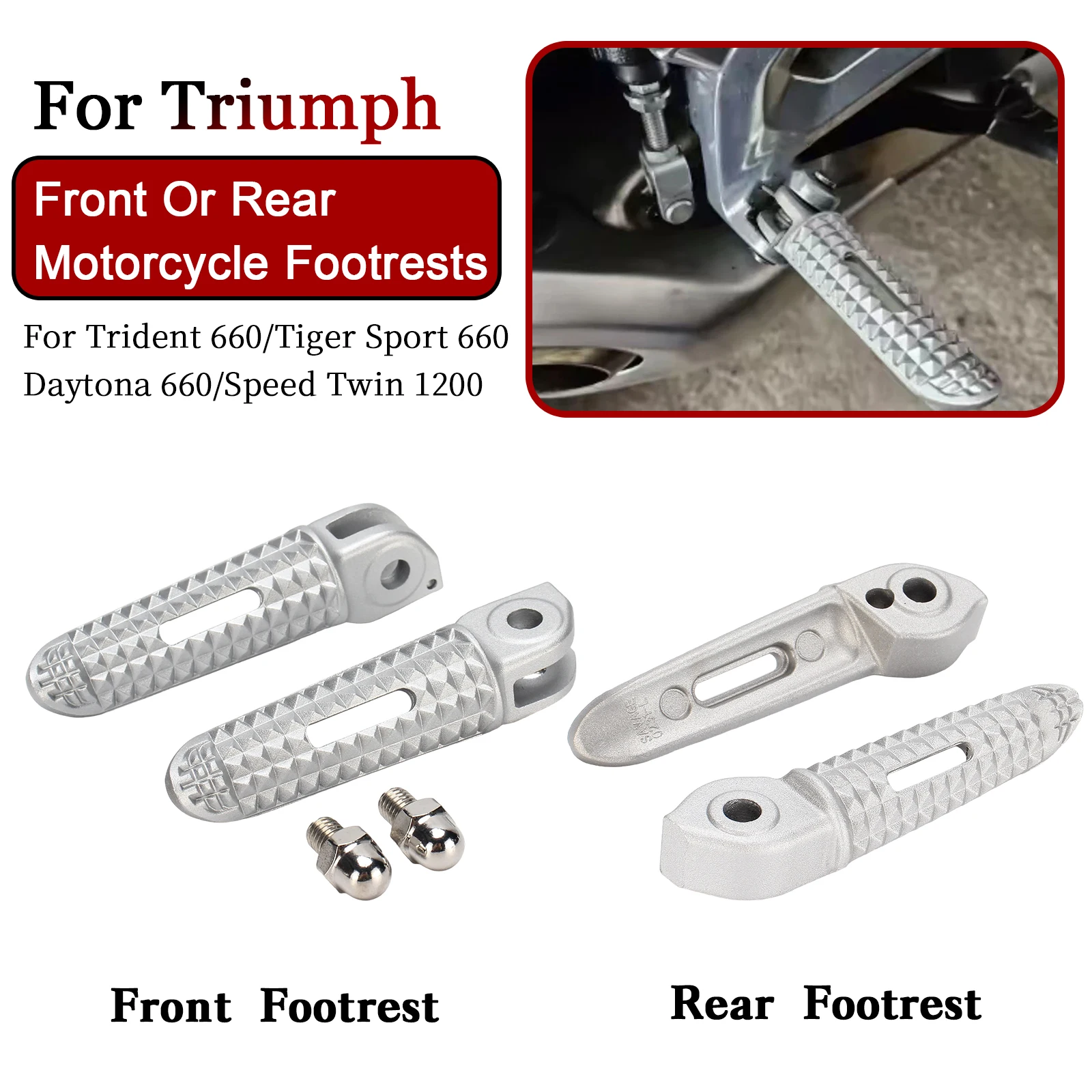 

Front/Rear Motorcycle Footrest Foot pegs For Triumph Trident 660 Tiger Sport 660 Daytona 660 Speed Twin 1200 Pedal Accessories
