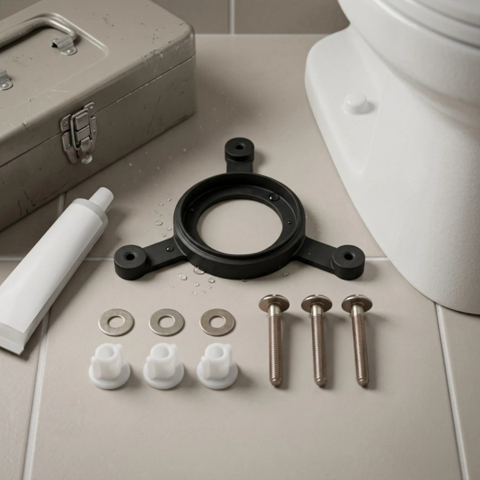 Toilet Tank Gasket with Bolts Rust Resistant Tank Bolts with Gasket Hardware Universal Fast Solution for DIYers
