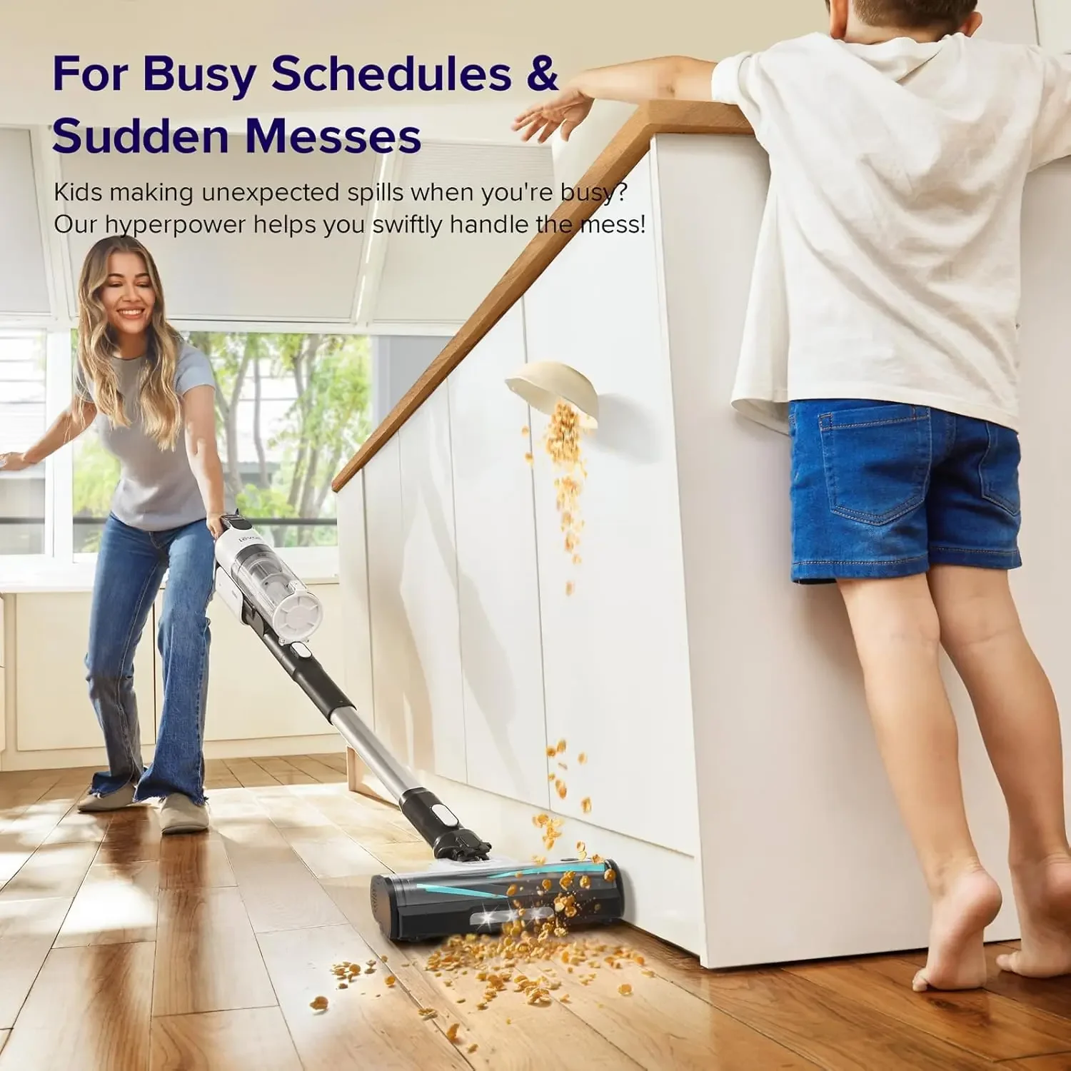 Беспроводной пылесос, пылесос с устойчивым к запутыванию конструкцией, до 50 минут, мощное всасывание, перезаряжаемый, Lightw