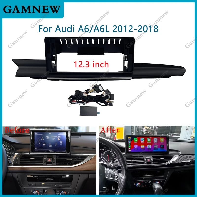 12.3 Inch Car Frame Fascia Adapter Canbus Box Decoder Android Radio Dash Fitting Panel Kit For AUDI A6 A6L 2012-2018