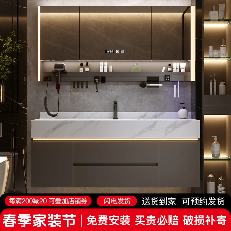 

Rock slab hot bending integrated basin toilet washbasin washbasin basin cabinet bathroom cabinet combination