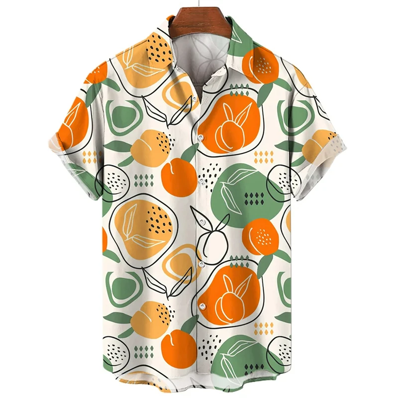 Hawaiian Men'S Shirt 3d Fruit Print Men Clothing Summer Casual Short Sleeve Beach Party Tops Tees Loose Breathable Shirt Blouse